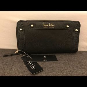 Nicole Miller Black Wallet - studded/python. NWT